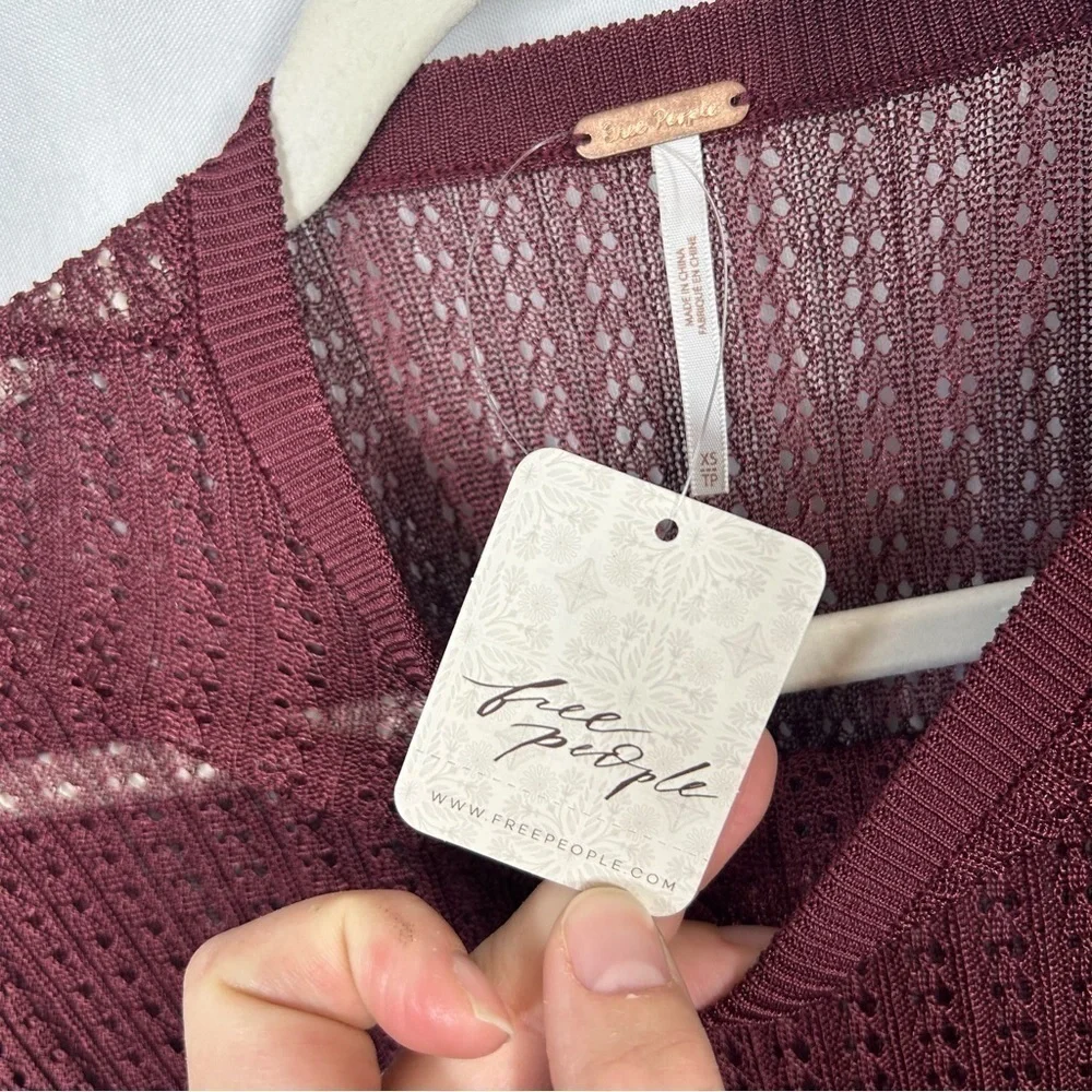 NWT Free People | H2O Crew Pullover Long Sleeve Maroon 100% Viscose Size XS
